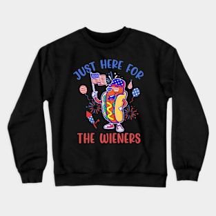 I'm Just Here For The Wieners 4th Of July Hot Dog Gift For Men Women Crewneck Sweatshirt